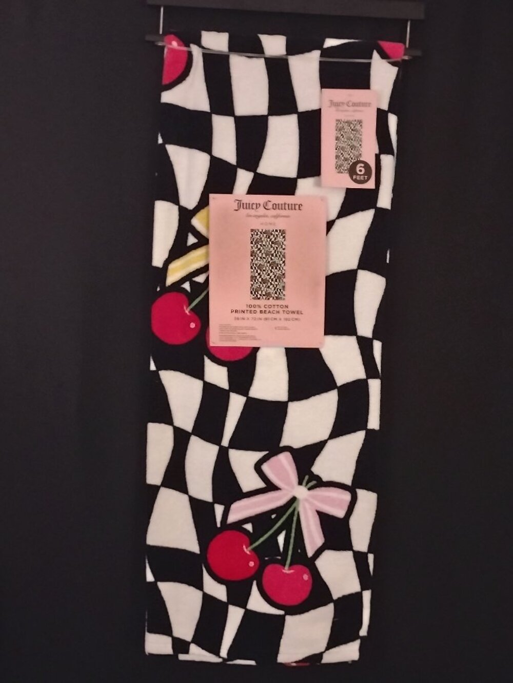 Juicy Couture Beach Towel 6ft Cherry Bows